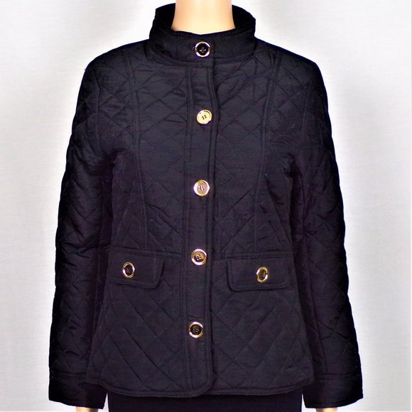 JANE ASHLEY size S black quilted light jacket 100% polyester machine washable - Picture 1 of 13